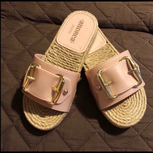 Shoes - Pink buckle sandals slip on slides